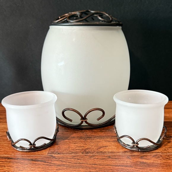 MY MOMENTS Frosted Glass w/Metal Base Candle Holders (Set of 3) - Picture 1 of 14